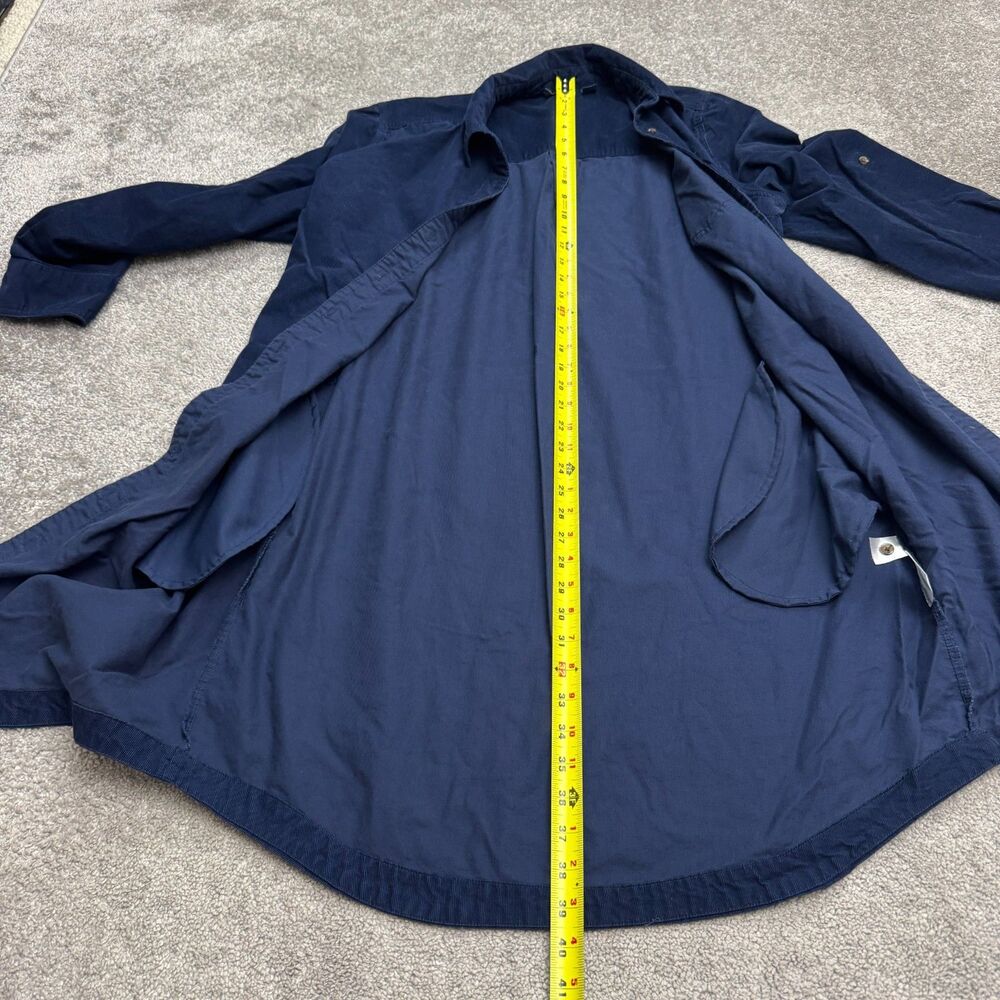 Lands' End Pinwale Corduroy Button Down Midi Shirt Dress Womens Large Navy Blue - Picture 10 of 16